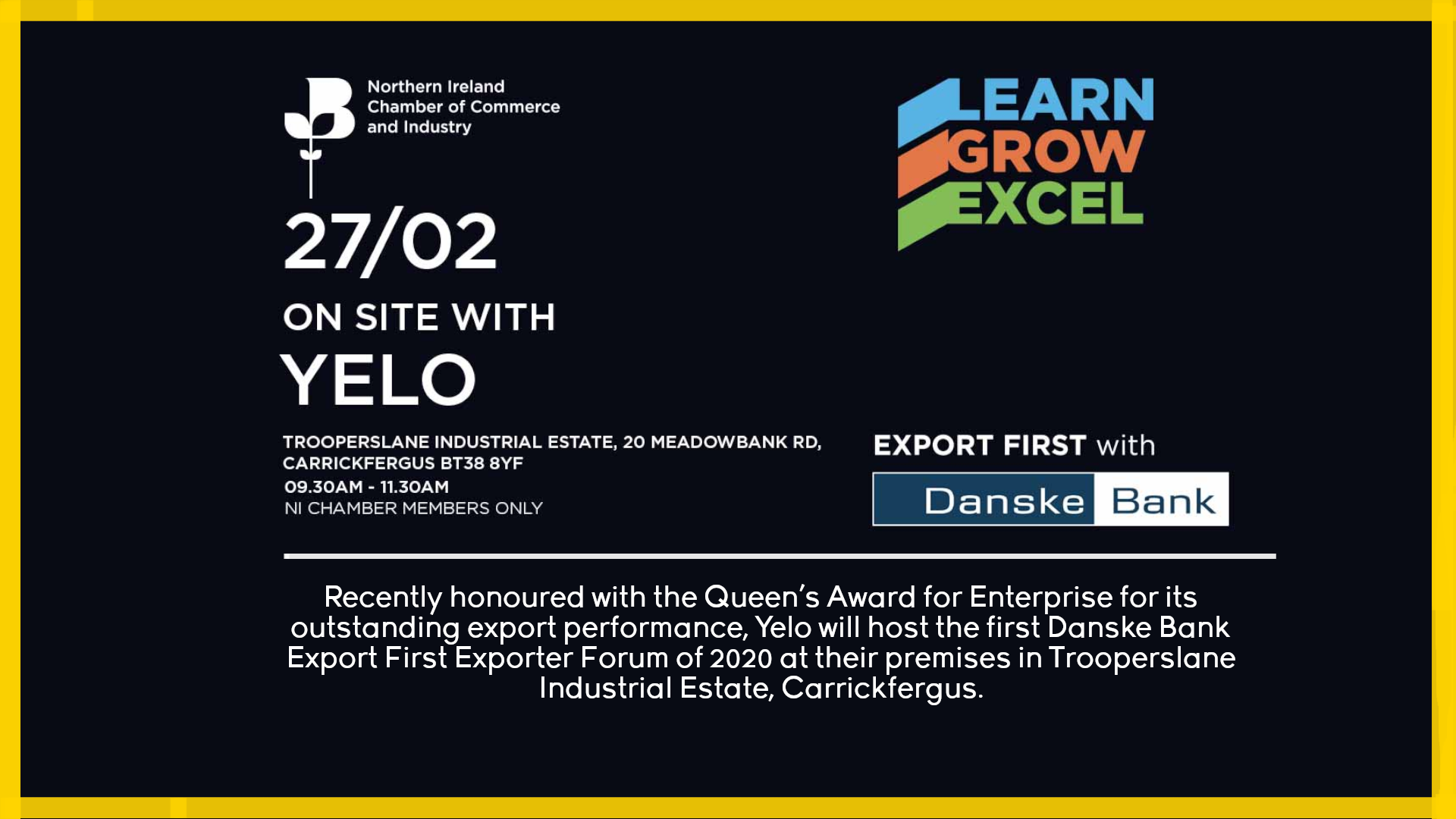 Yelo to Host Danske Bank Export First Exporter Forum
